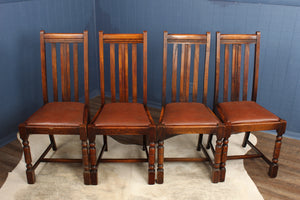 Set of 4 English Oak Pub Chairs c.1940