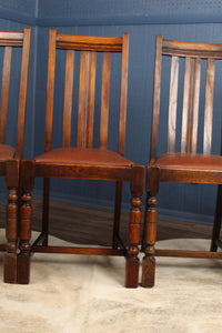 Set of 4 English Oak Pub Chairs c.1940