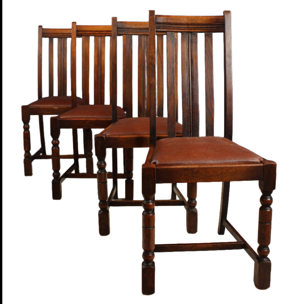Set of 4 English Oak Pub Chairs c.1940