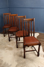 Load image into Gallery viewer, Set of 4 English Oak Pub Chairs c.1940