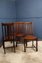 Load image into Gallery viewer, Set of 4 English Oak Pub Chairs c.1940