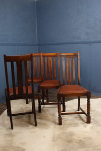 Set of 4 English Oak Pub Chairs c.1940