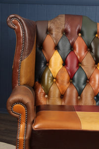 English Leather Chesterfield Wingback Chair