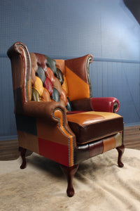 English Leather Chesterfield Wingback Chair