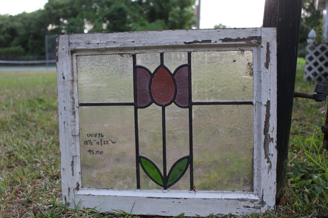 Antique English Stained Glass in Original Frame