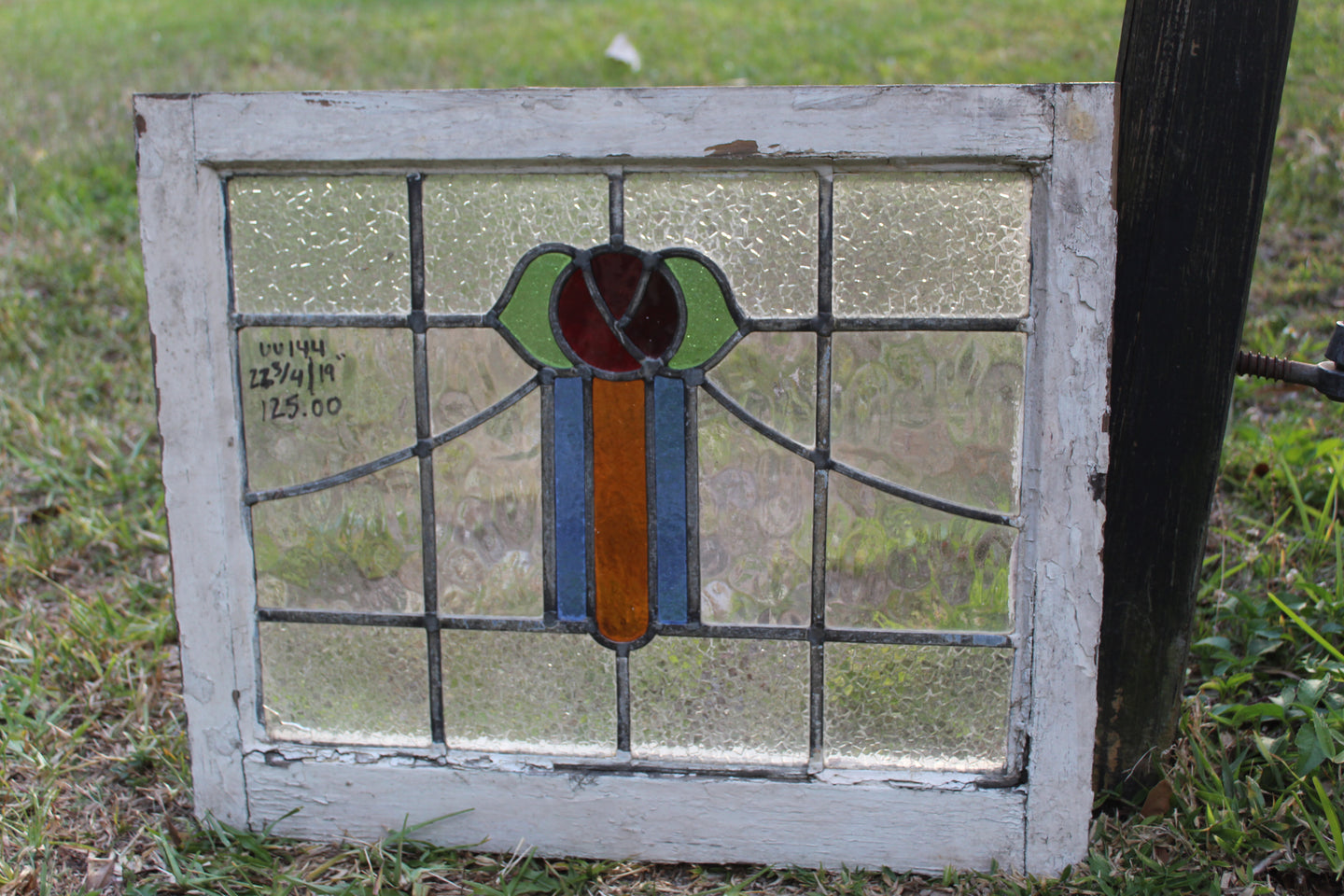 Antique English Stained Glass in Original Frame