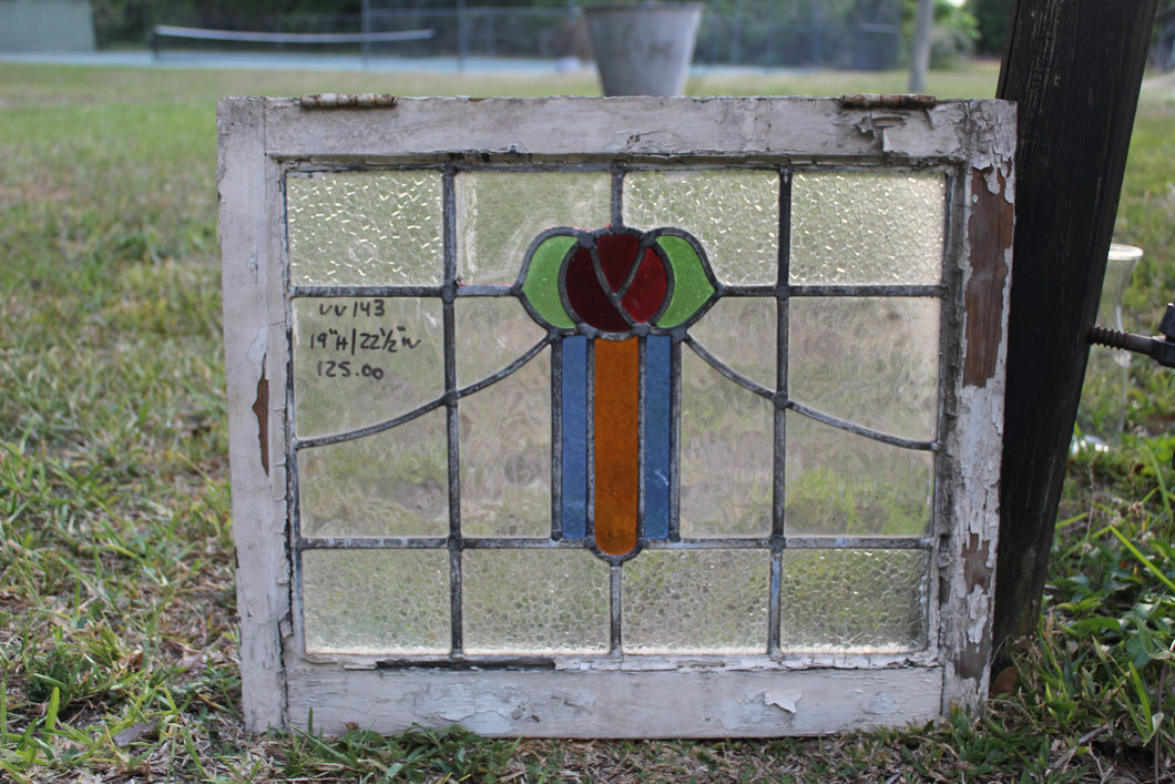 Antique English Stained Glass in Original Frame