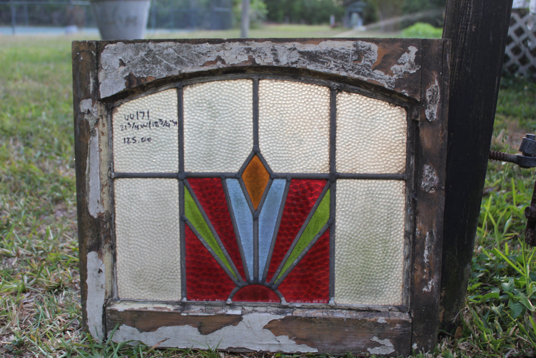 Antique English Stained Glass in Original Frame