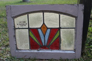 Antique English Stained Glass in Original Frame