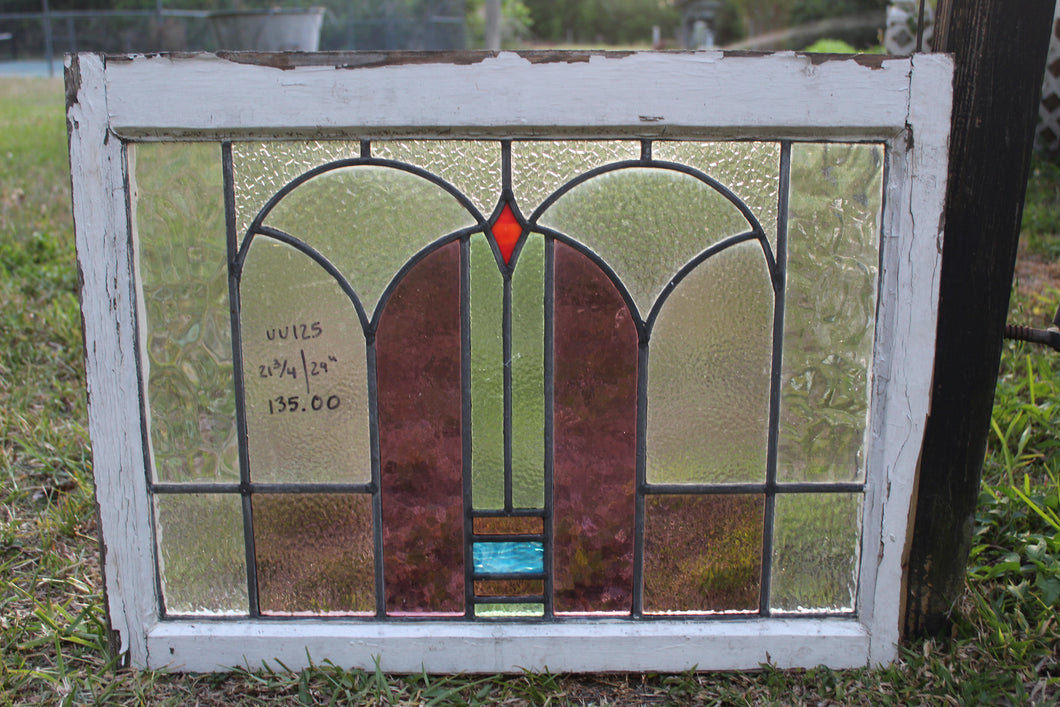 Antique English Stained Glass in Original Frame