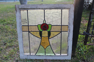 Antique English Stained Glass in Original Frame