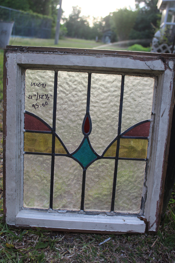 Antique English Stained Glass in Original Frame