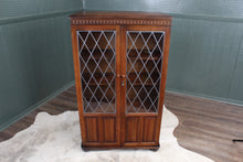 Load image into Gallery viewer, English Oak Leaded Glass Bookcase c.1930