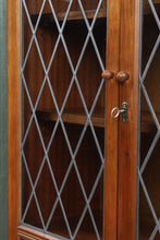 Load image into Gallery viewer, English Oak Leaded Glass Bookcase c.1930