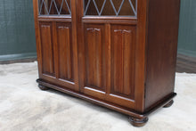 Load image into Gallery viewer, English Oak Leaded Glass Bookcase c.1930
