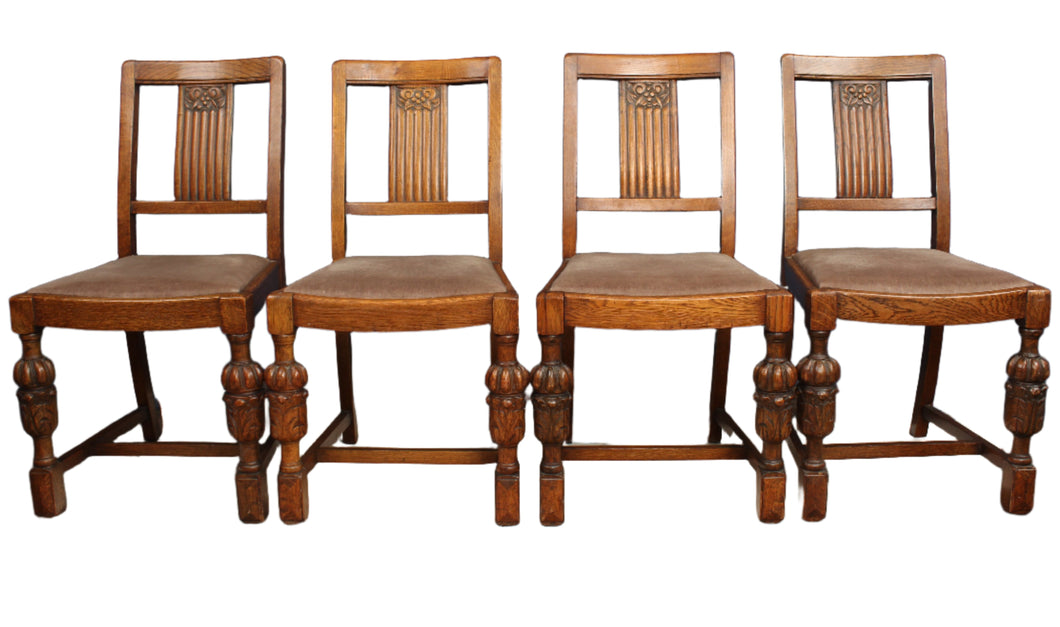 Set of 4 English Oak Chairs c.1930