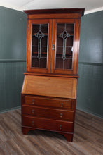 Load image into Gallery viewer, English Mahogany Leaded Glass Bureau Bookcase c.1900