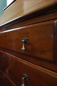 English Mahogany Leaded Glass Bureau Bookcase c.1900