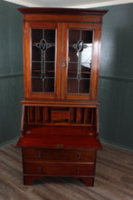 Load image into Gallery viewer, English Mahogany Leaded Glass Bureau Bookcase c.1900