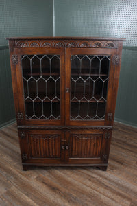 English Oak Linenfold Bookcase