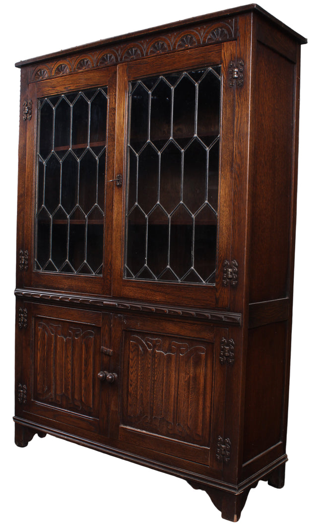 English Oak Linenfold Bookcase