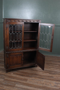 English Oak Linenfold Bookcase