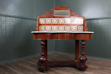 Load image into Gallery viewer, English Tile Back Victorian Washstand c.1890