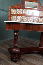 Load image into Gallery viewer, English Tile Back Victorian Washstand c.1890