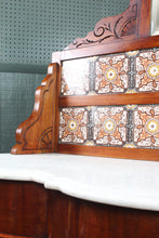 Load image into Gallery viewer, English Tile Back Victorian Washstand c.1890
