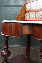 Load image into Gallery viewer, English Tile Back Victorian Washstand c.1890