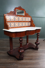 Load image into Gallery viewer, English Tile Back Victorian Washstand c.1890