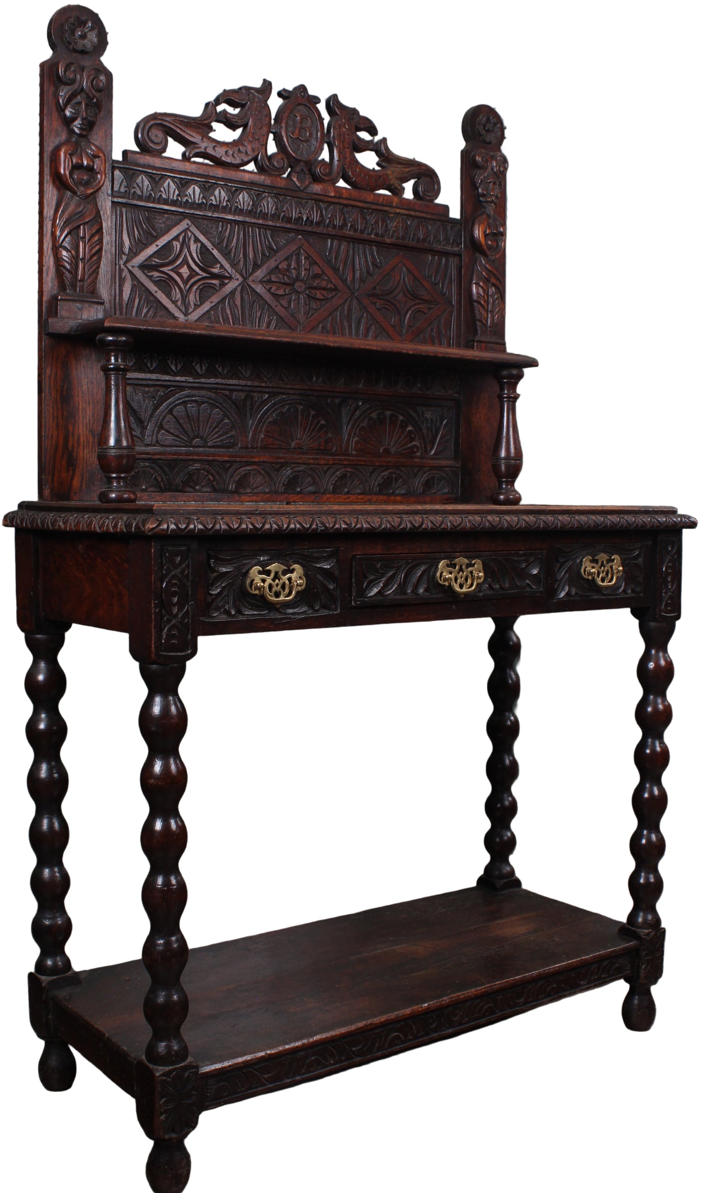 English Carved Oak Server c.1880