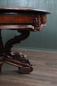 English Mahogany Leathered Center Table c1900