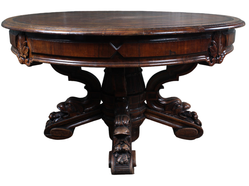 English Mahogany Leathered Center Table c1900