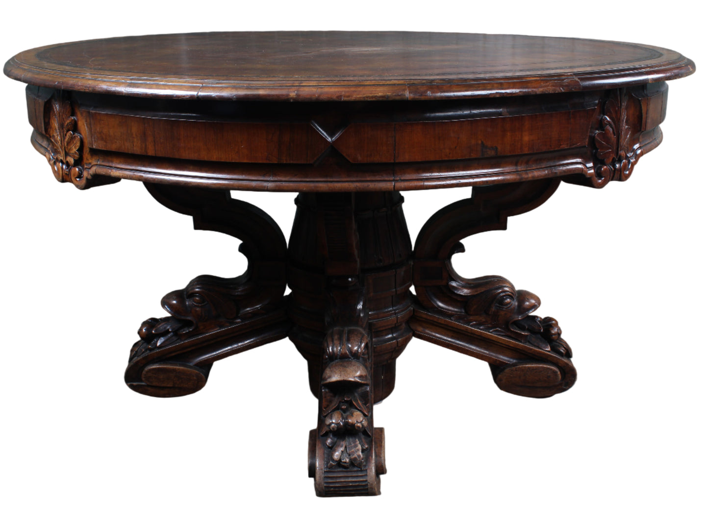 English Mahogany Leathered Center Table c1900