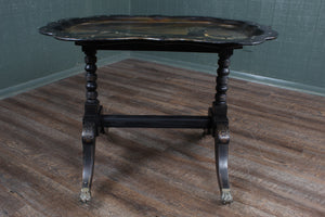French Papier Mache Tray on Brass Footed Base c.1880