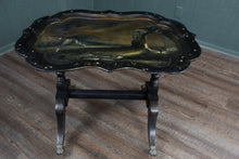 Load image into Gallery viewer, French Papier Mache Tray on Brass Footed Base c.1880