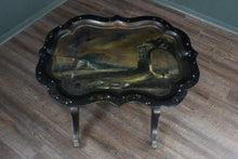 Load image into Gallery viewer, French Papier Mache Tray on Brass Footed Base c.1880