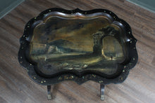 Load image into Gallery viewer, French Papier Mache Tray on Brass Footed Base c.1880