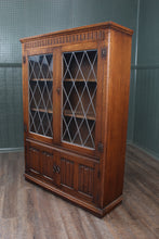Load image into Gallery viewer, English Oak Leaded Glass Bookcase