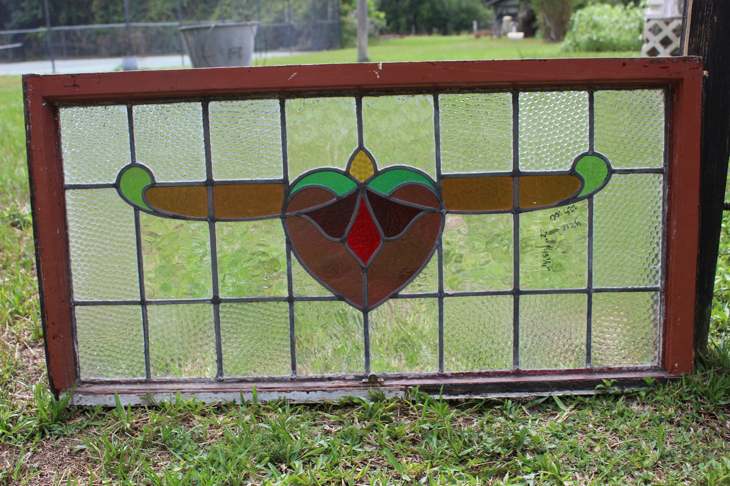 Antique English Stained Glass in Original Frame