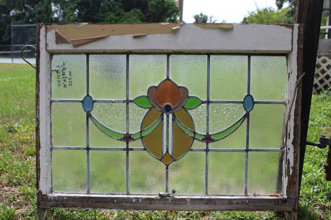 Antique English Stained Glass in Original Frame