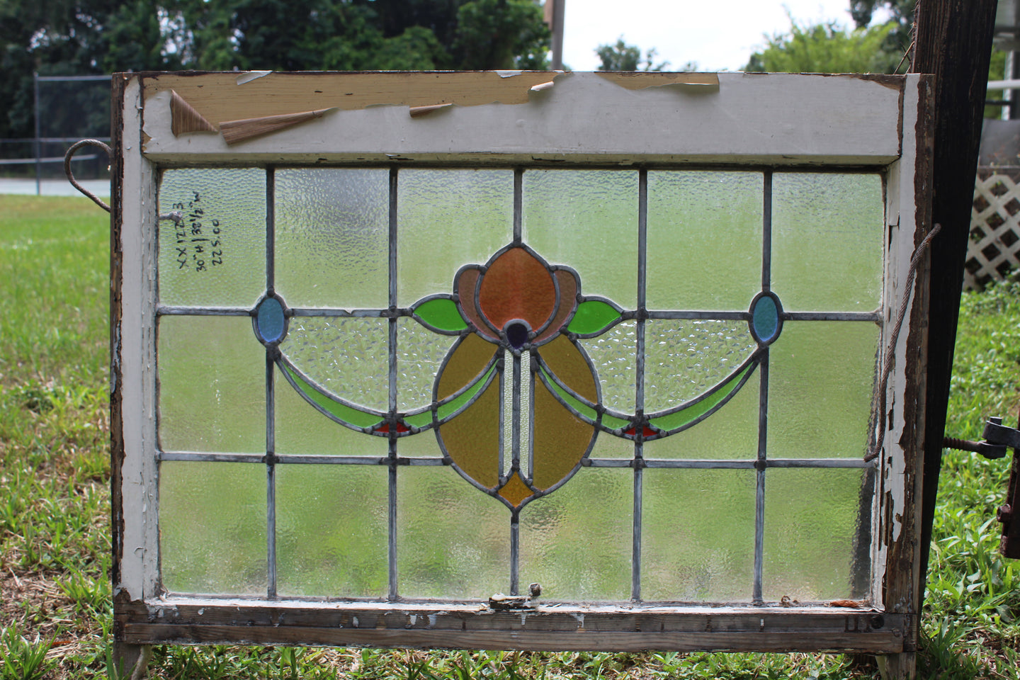 Antique English Stained Glass in Original Frame