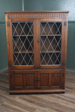 Load image into Gallery viewer, English Oak Leaded Glass Bookcase