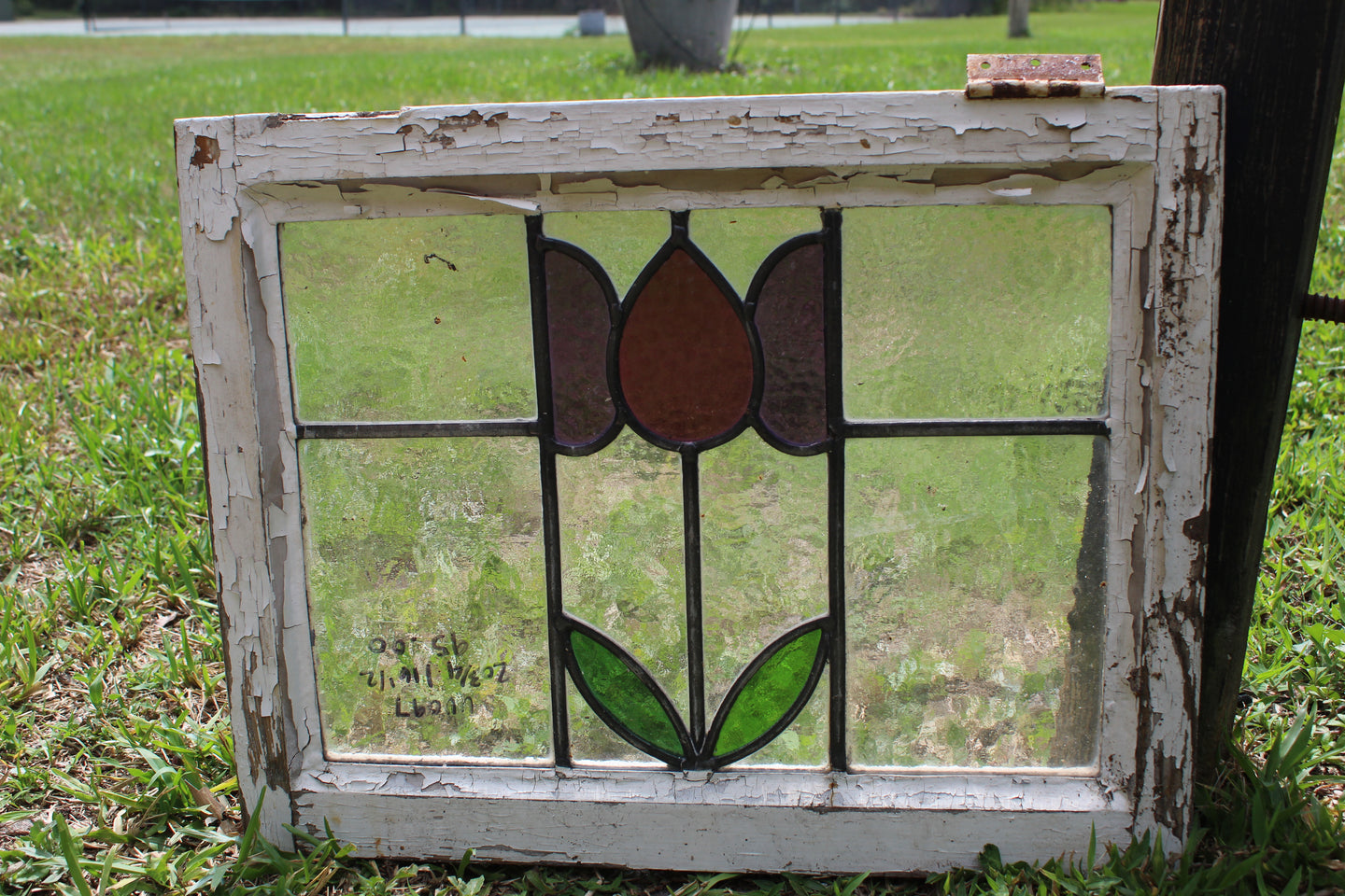 Antique English Stained Glass in Original Frame