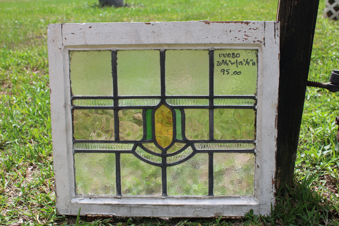 Antique English Stained Glass in Original Frame