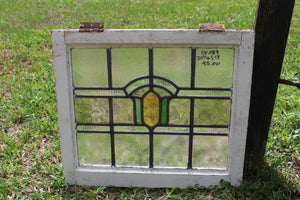 Antique English Stained Glass in Original Frame