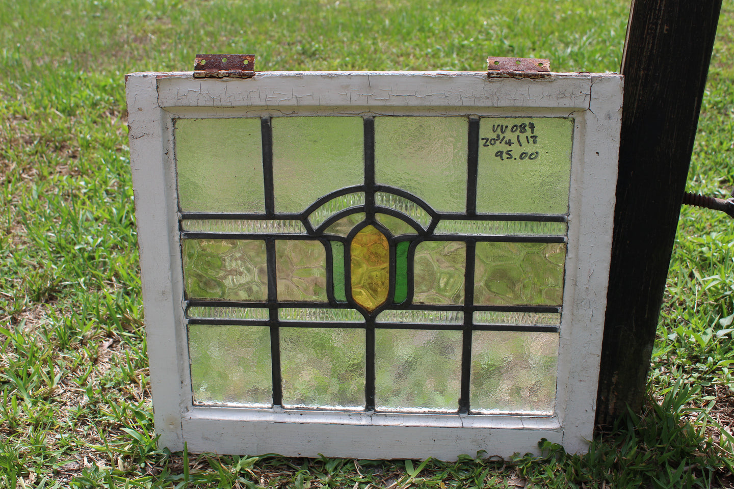 Antique English Stained Glass in Original Frame