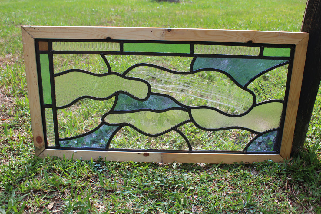 Antique English Stained Glass in Shipping Frame