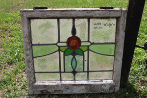 Antique English Stained Glass in Original Frame